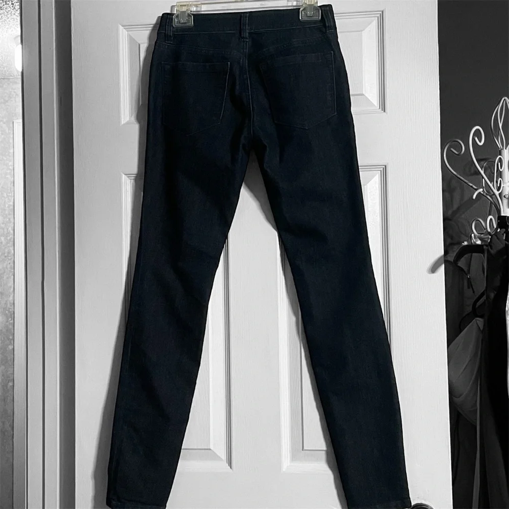 Ann Taylor Loft EUC jeans size 0 curvy skinny dark blue wash 5 pocket styling - Picture 6 of 13